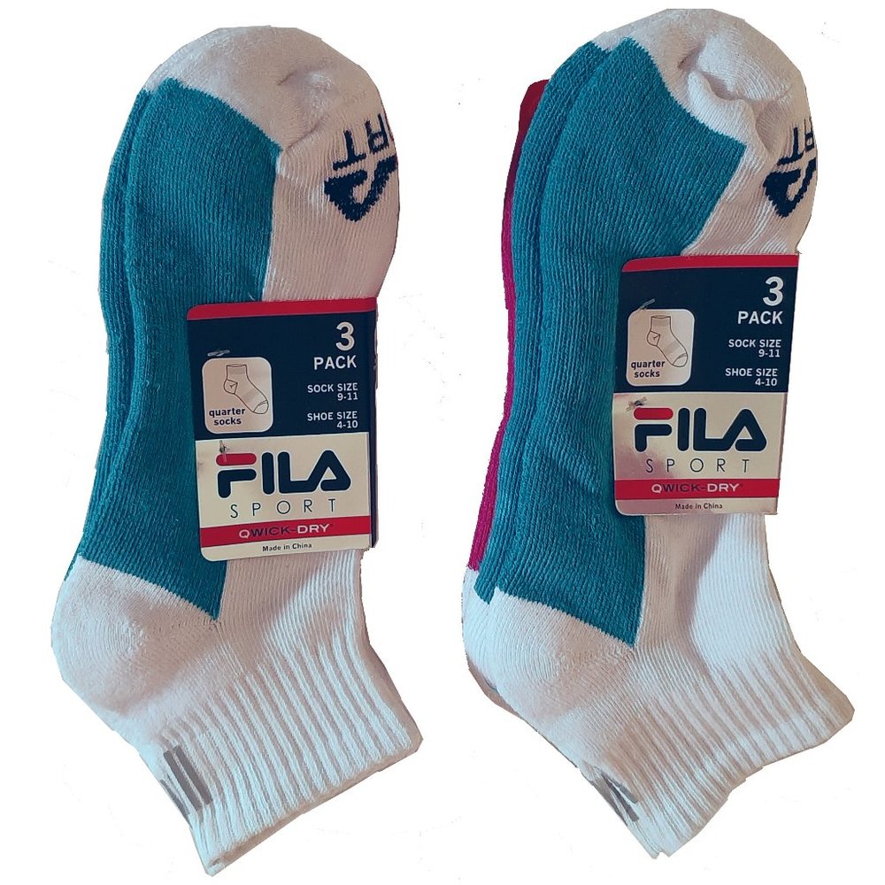 Two 3-packs of FILA Sport Socks, multi-color, size 9-11, NWT